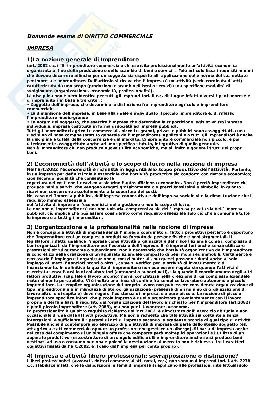 Appunti per l'esame di Diritto commerciale Pag. 1