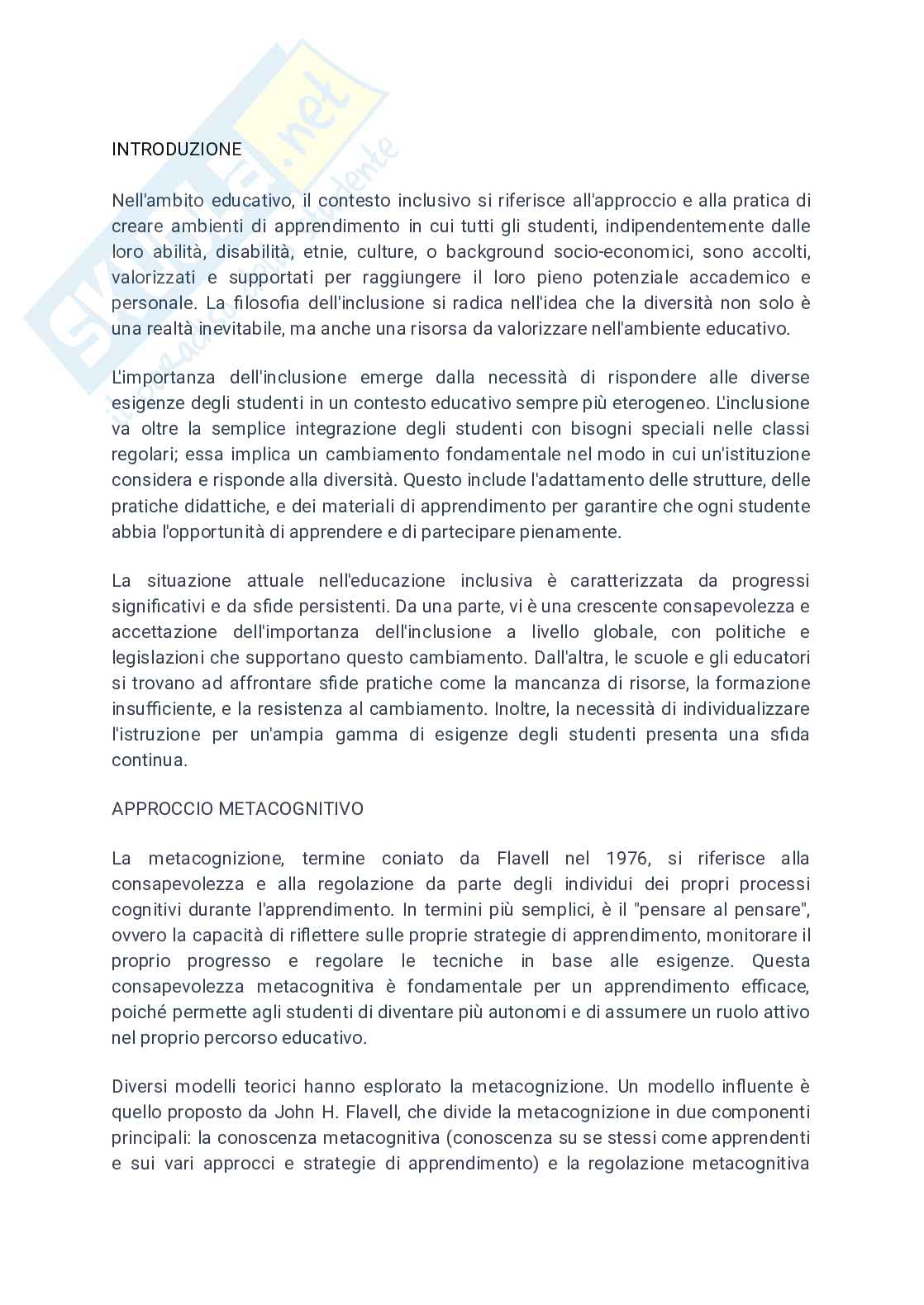 Strategie Inclusive per l'apprendimento: un Approccio metacognitivo e cooperativo nella Didattica speciale Pag. 2