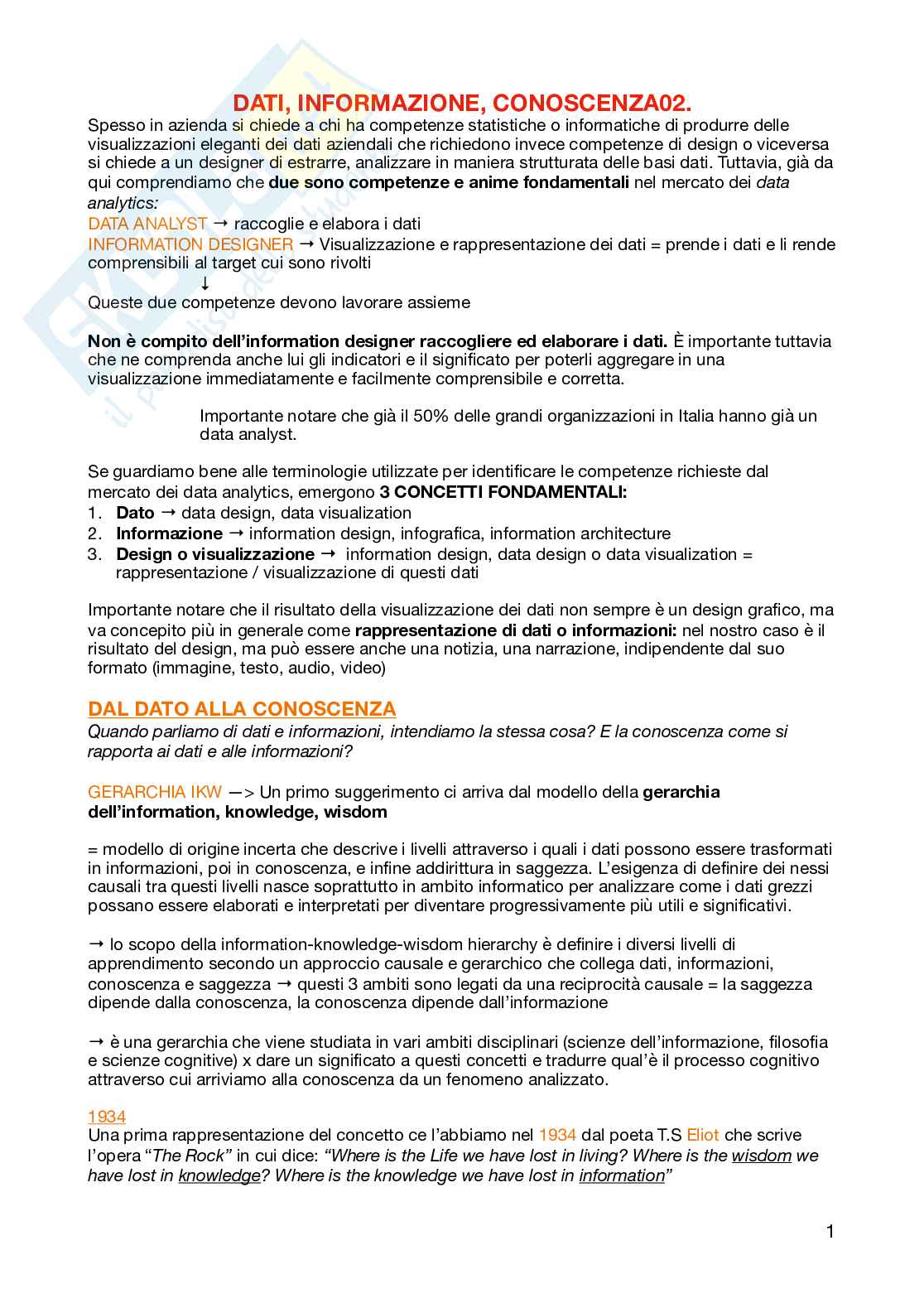 Appunti per l'esame di Information design e data visualization   Pag. 1