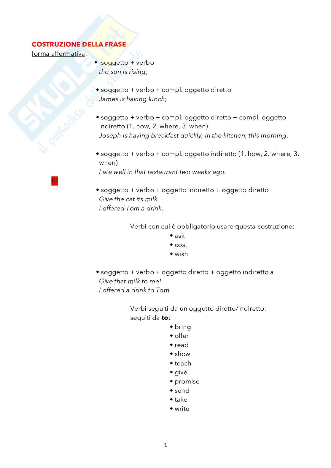 Grammatica Inglese Appunti