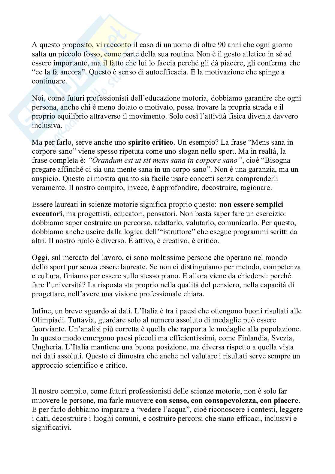 Prima Prova Parziale Teorie metodi e didattiche del movimento umano nelle età della vita  Pag. 2