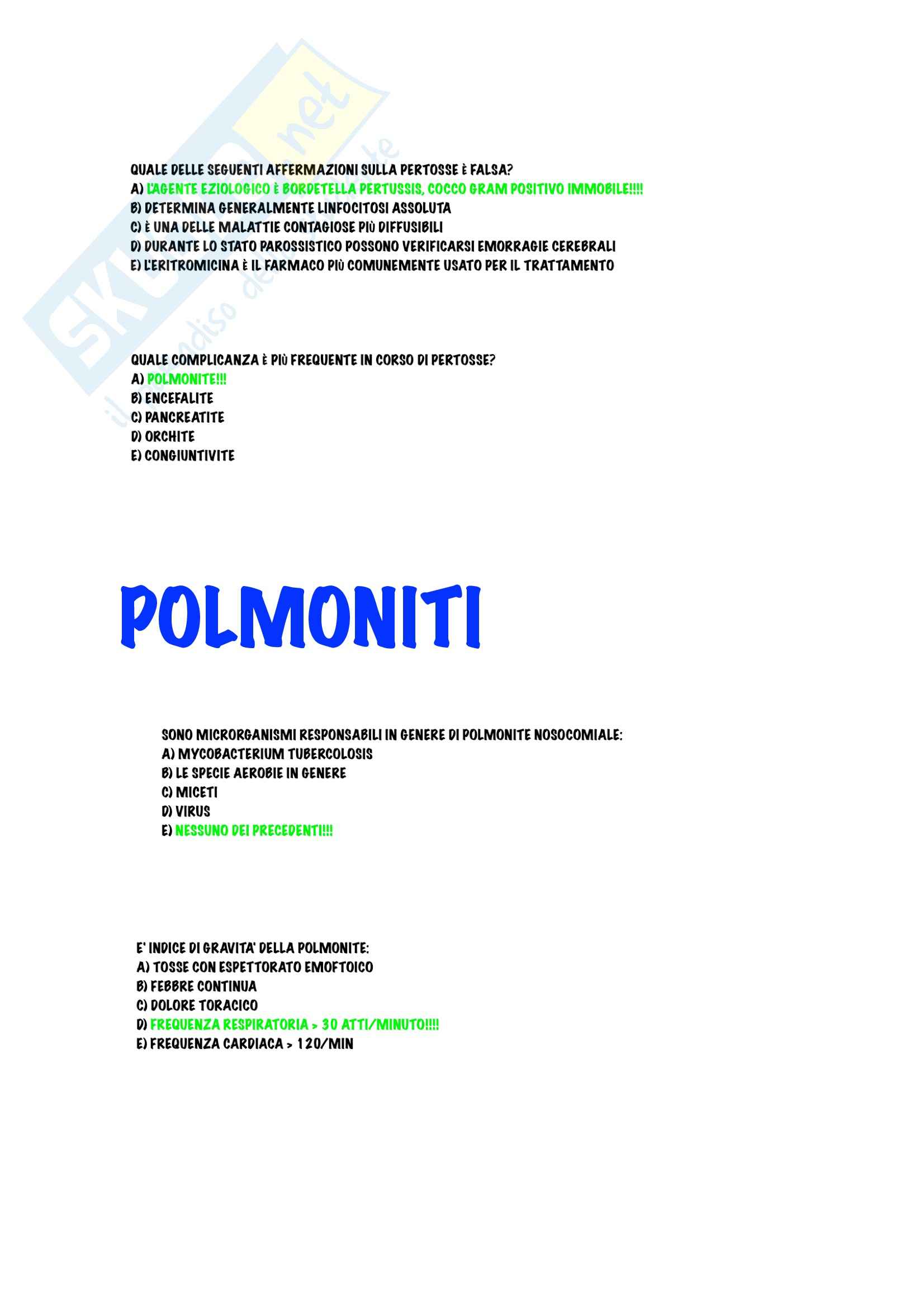 Malattie Infettive - tubercolosi, difterite, pertosse,  polmoniti Pag. 31