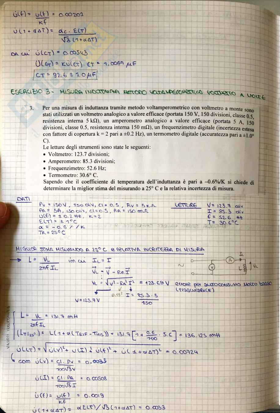 Risoluzione esercizi esame Misure elettriche Pag. 6