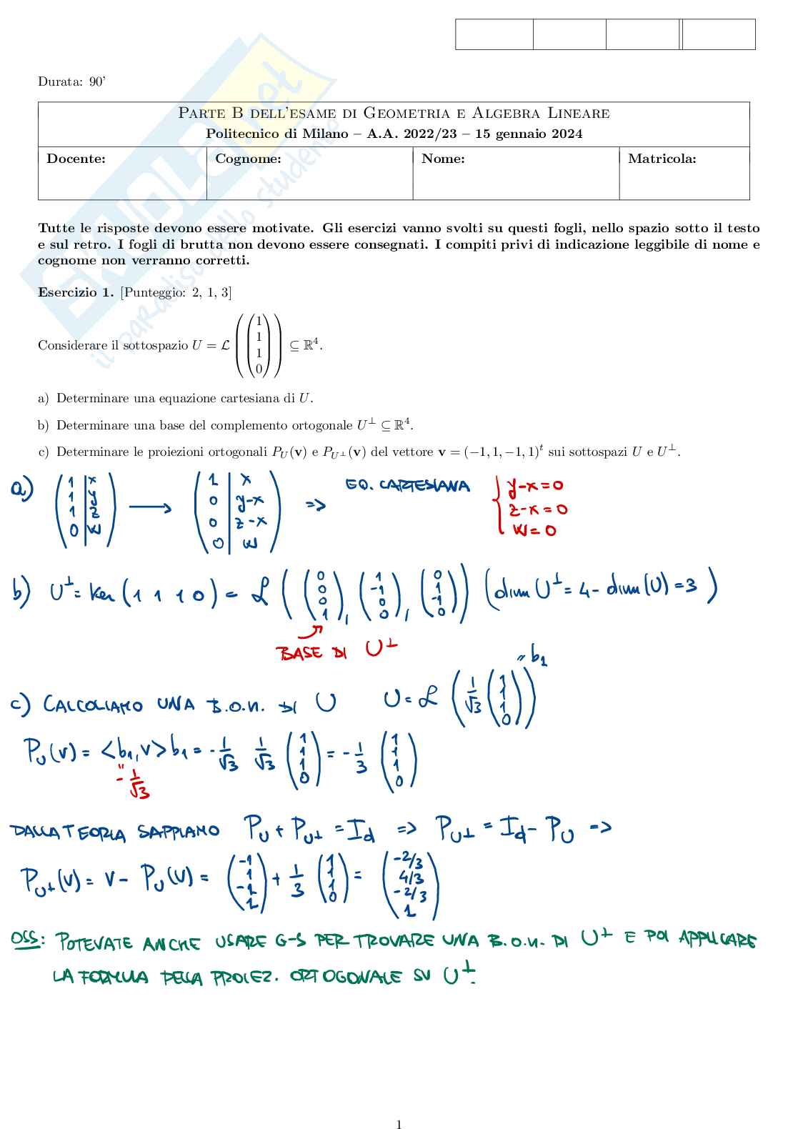 Geometria e algebra lineare Pag. 1