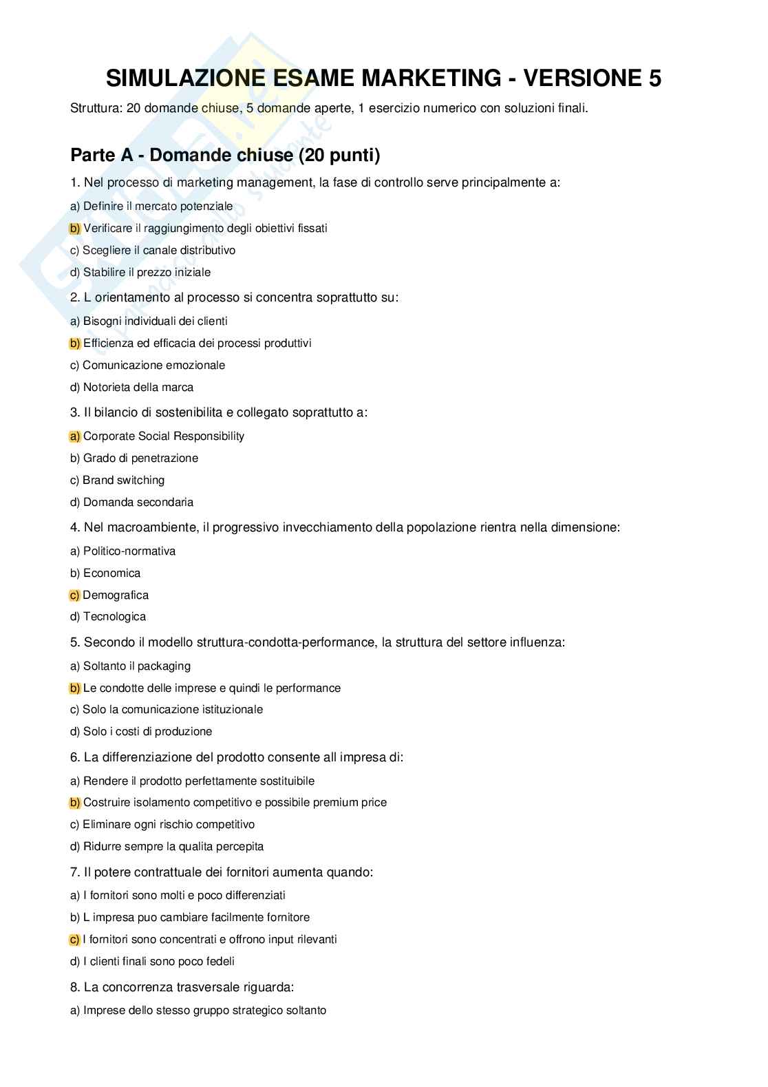 Simulazione Marketing Pag. 1
