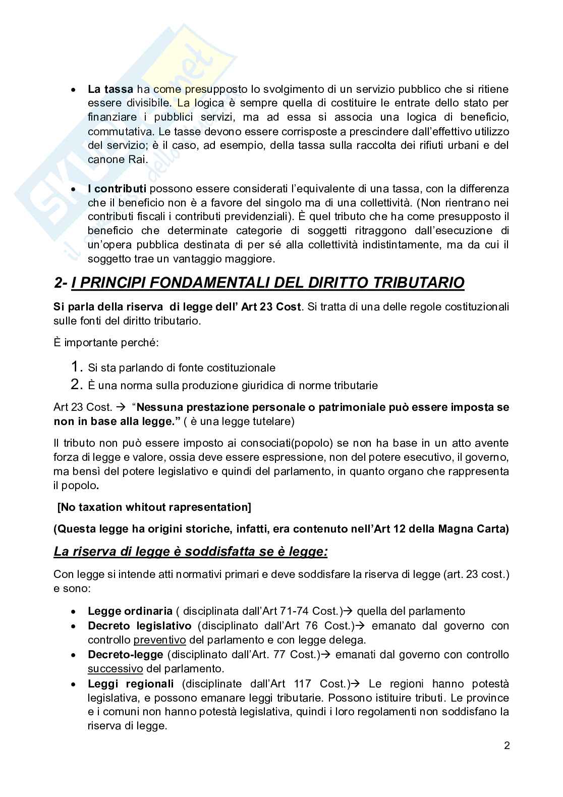 Appunti di Diritto tributario, 6 crediti Pag. 2