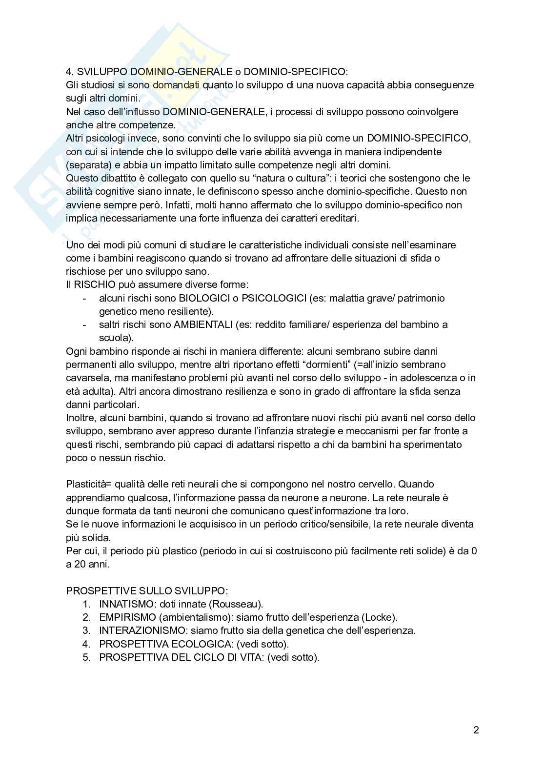 Riassunto esame Psicologia dello sviluppo, Prof. Fiorilli Caterina, libro consigliato Psicologia dello sviluppo, Leman, Bremner, Gauvain Pag. 2