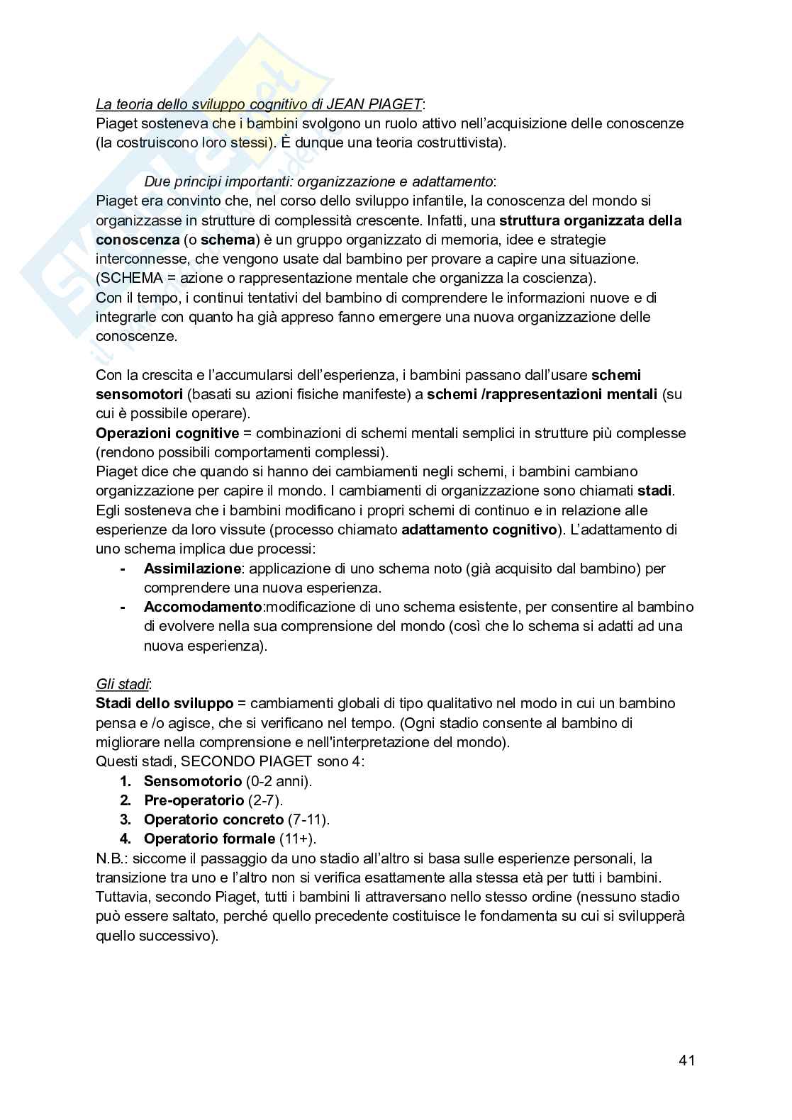 Riassunto esame Psicologia dello sviluppo, Prof. Fiorilli Caterina, libro consigliato Psicologia dello sviluppo, Leman, Bremner, Gauvain Pag. 41