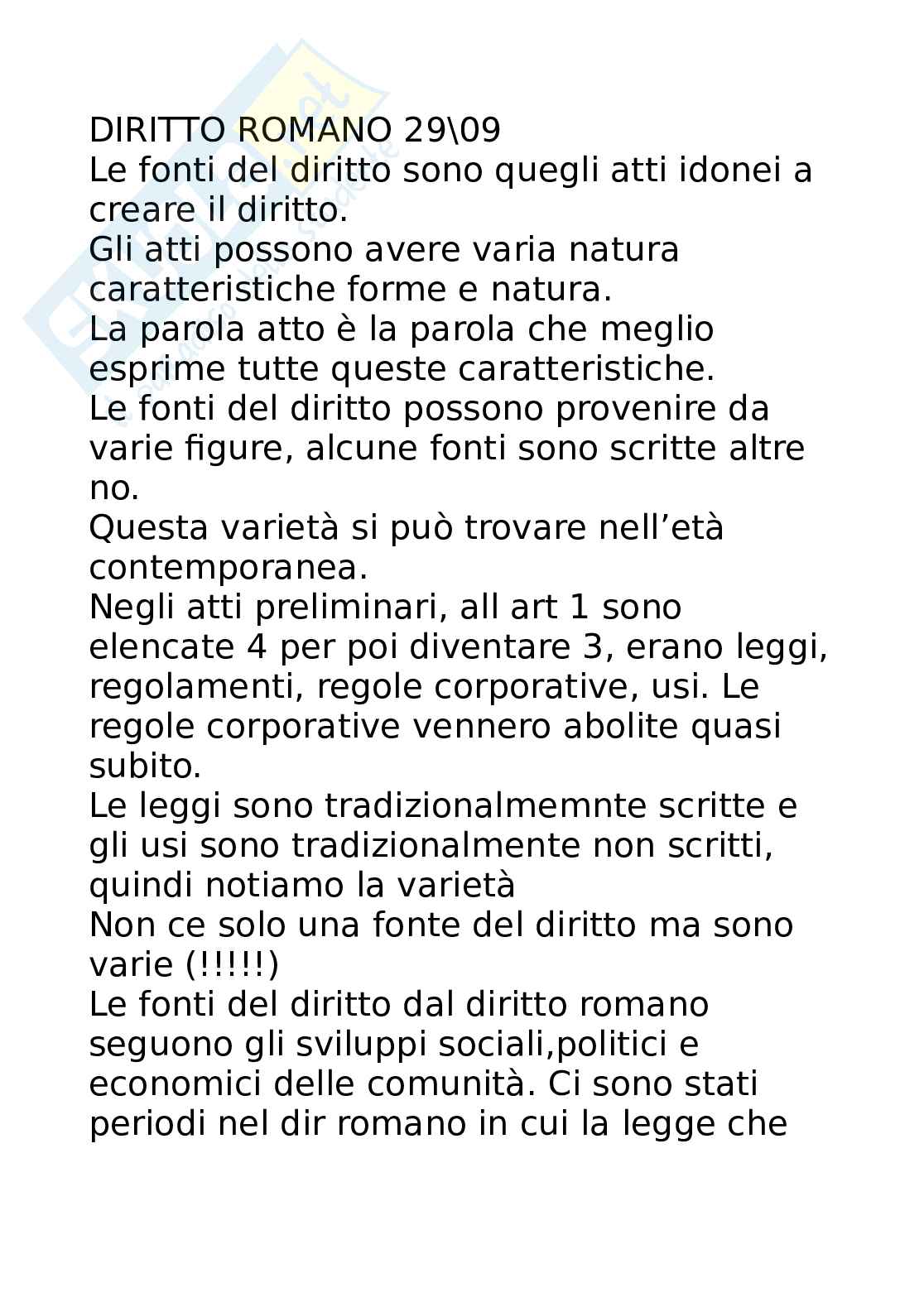 Appunti di lezione di Diritto romano Pag. 1