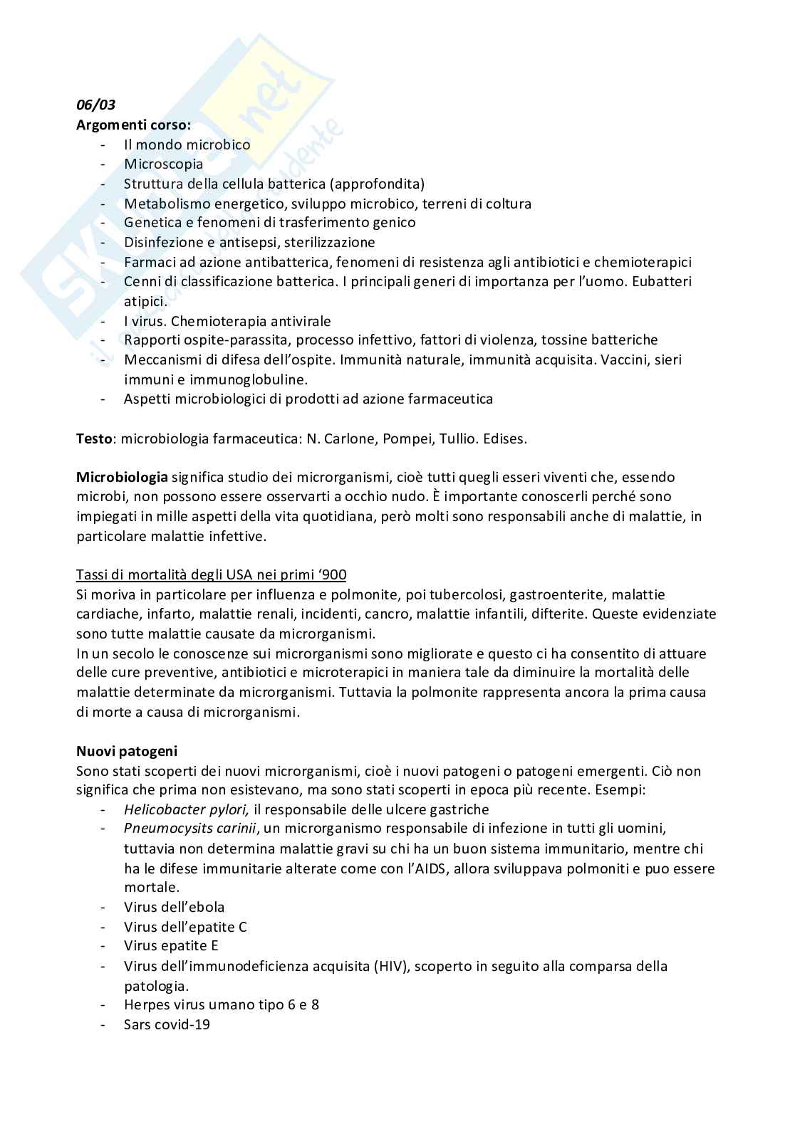 Microbiologia e microbiologia clinica - parte 1 Pag. 1
