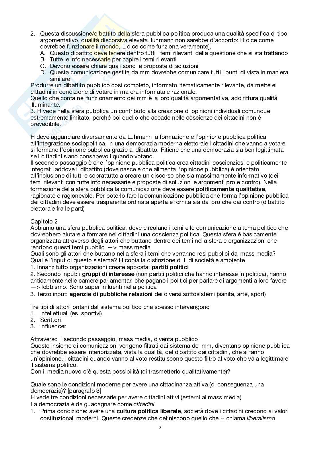 Riassunto esame Sociologia della cultura, Prof. Prandini Riccardo, libro consigliato La realtà dei mass media, Luhman Pag. 2
