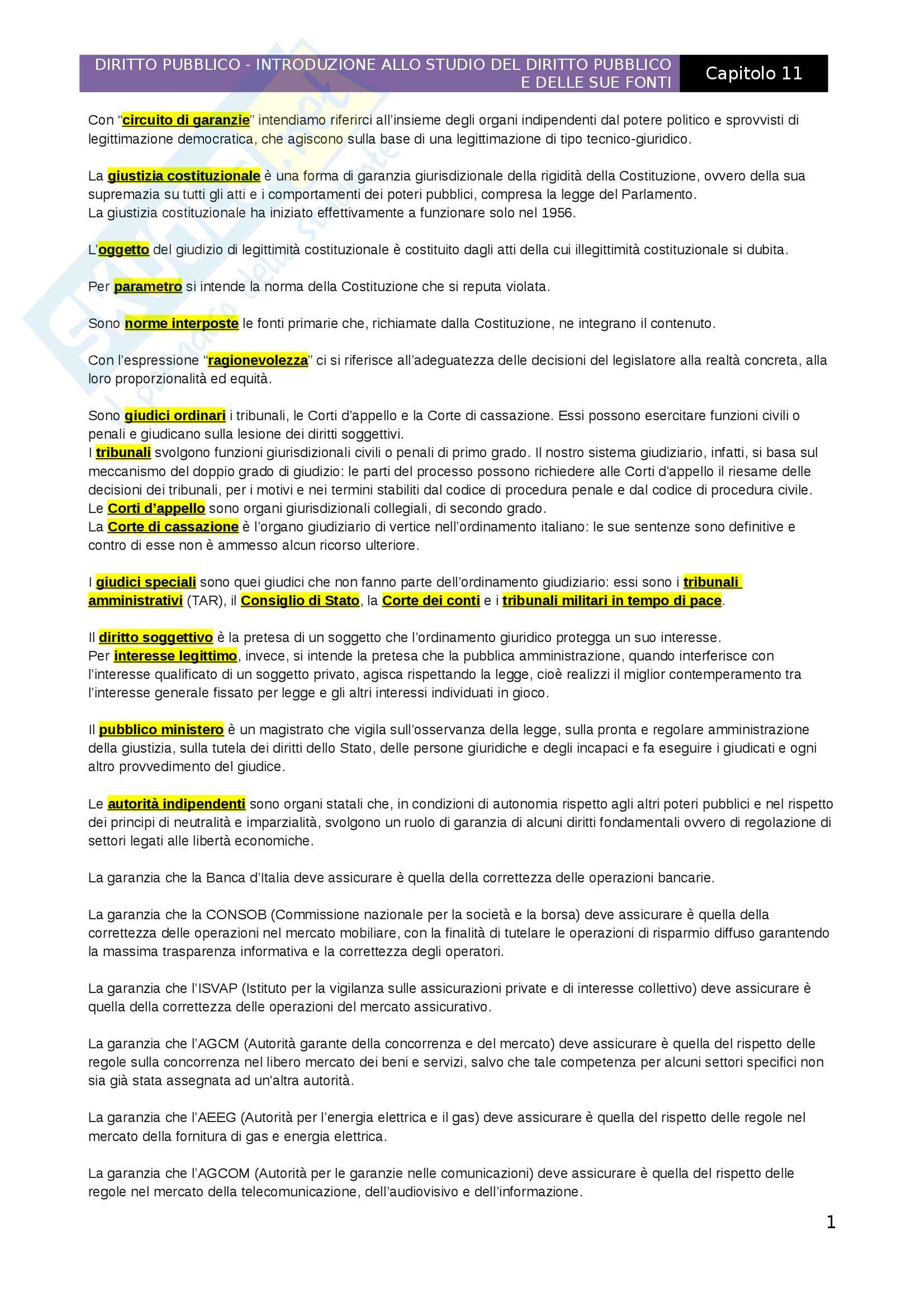 Introduzione allo studio del diritto pubblico e delle sue fonti, Capitolo 11 Pag. 1