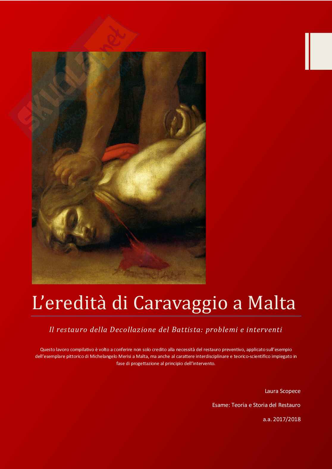 Il restauro della Decollazione del Battista di Caravaggio Pag. 1