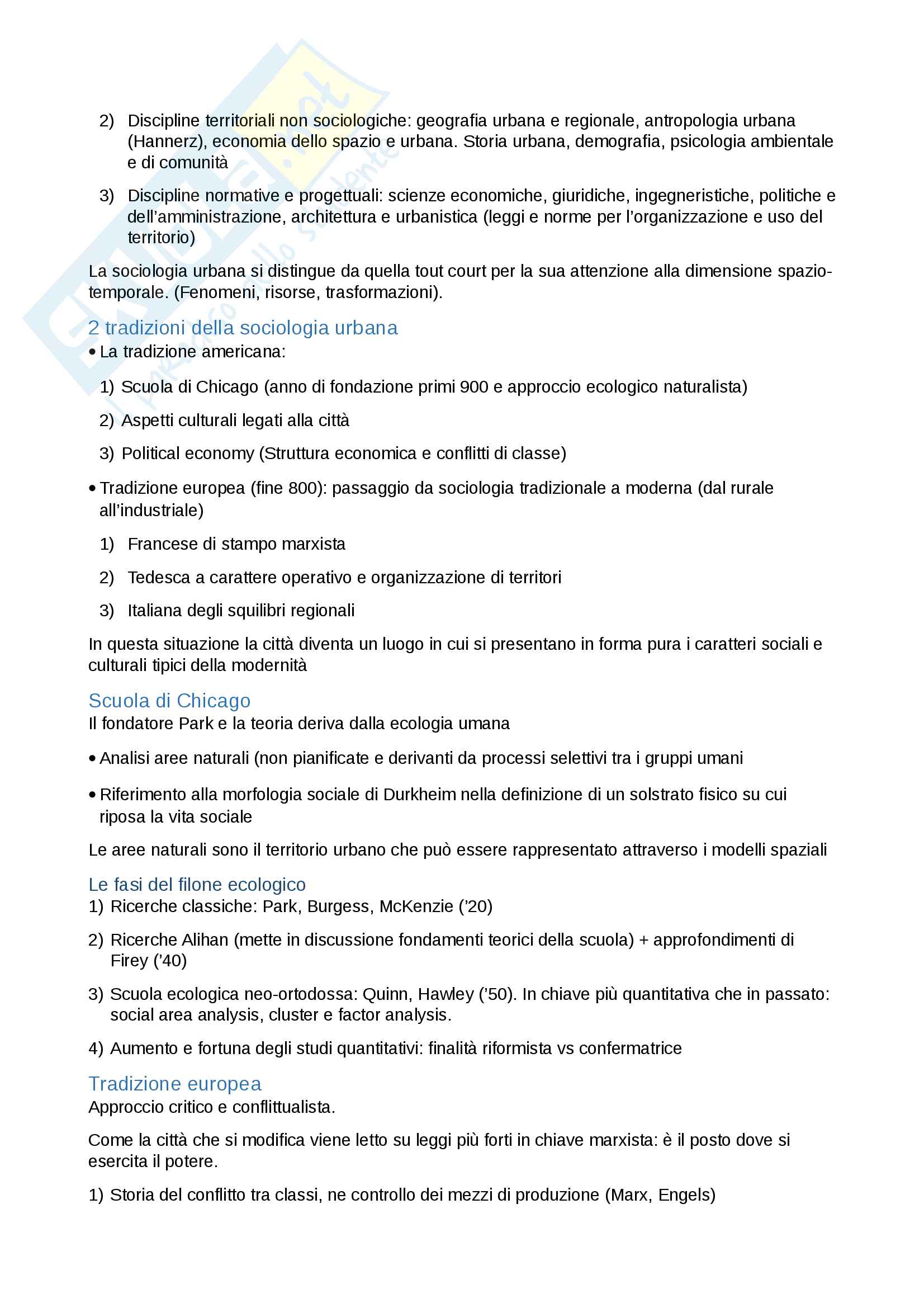 Riassunto esame Città e organizzazione dello spazio, Docente Nuvolati, libro consigliato Sociologia delle città, Mela A. Pag. 2