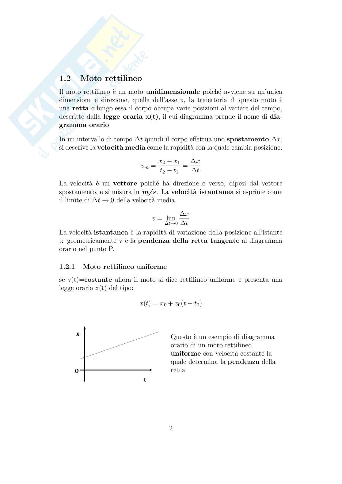 Appunti completi di Fisica: cinematica, dinamica e corpo rigido (teoria e formule) Pag. 2
