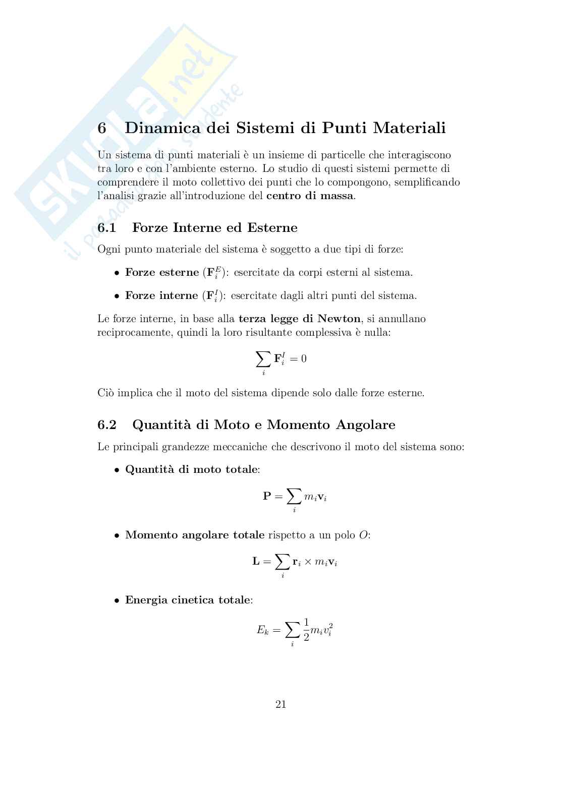 Appunti completi di Fisica: cinematica, dinamica e corpo rigido (teoria e formule) Pag. 21