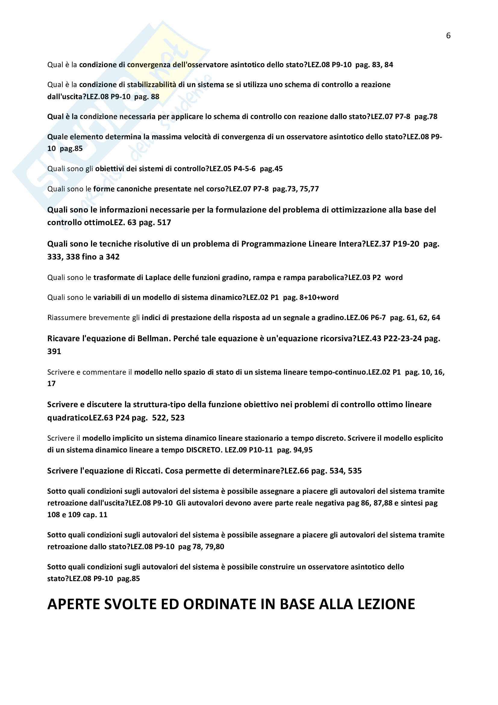 Sistemi Di Controllo Avanzati - Domande aperte svolte e riviste Pag. 6