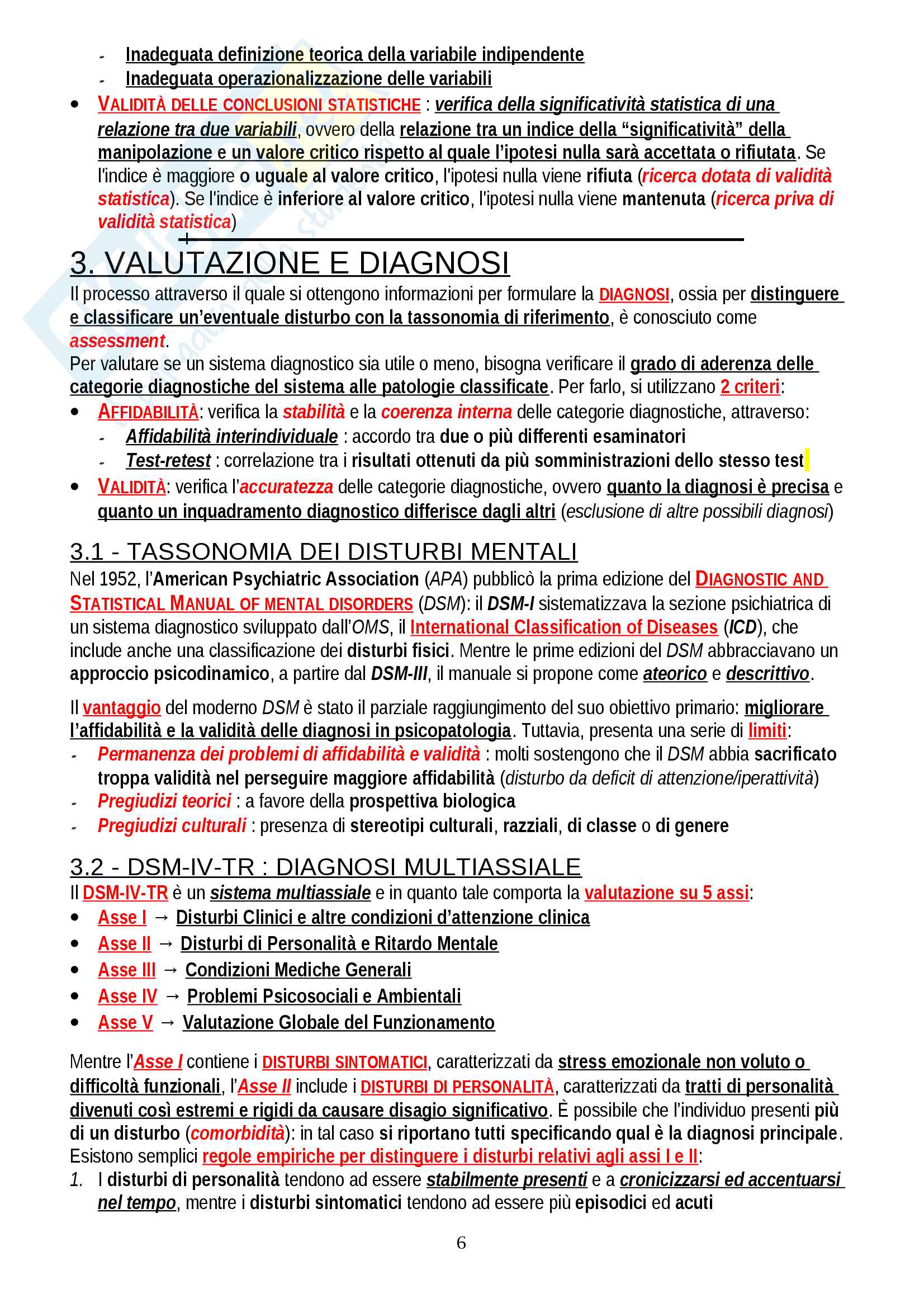 Riassunto esame Psicologia Clinica, prof. Lombardo, libro consigliato "Psicologia Clinica", Hansell & Damour Pag. 6