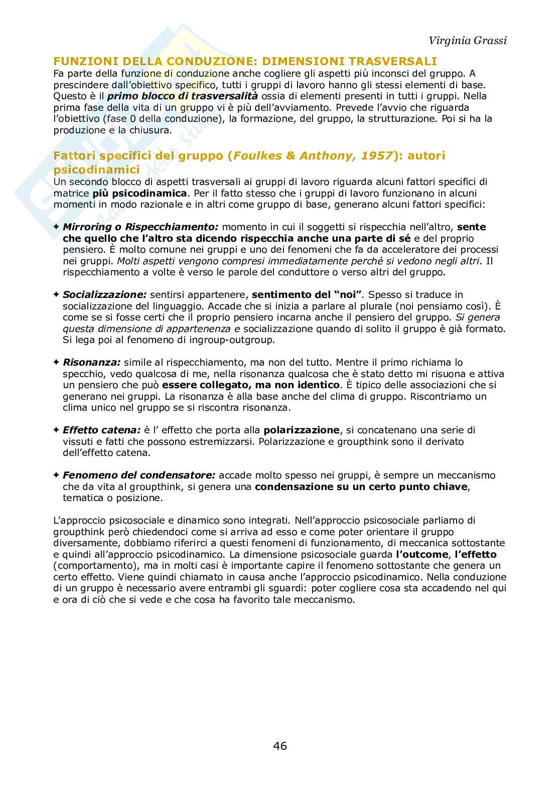 Metodi e tecniche di conduzione dei gruppi Pag. 46