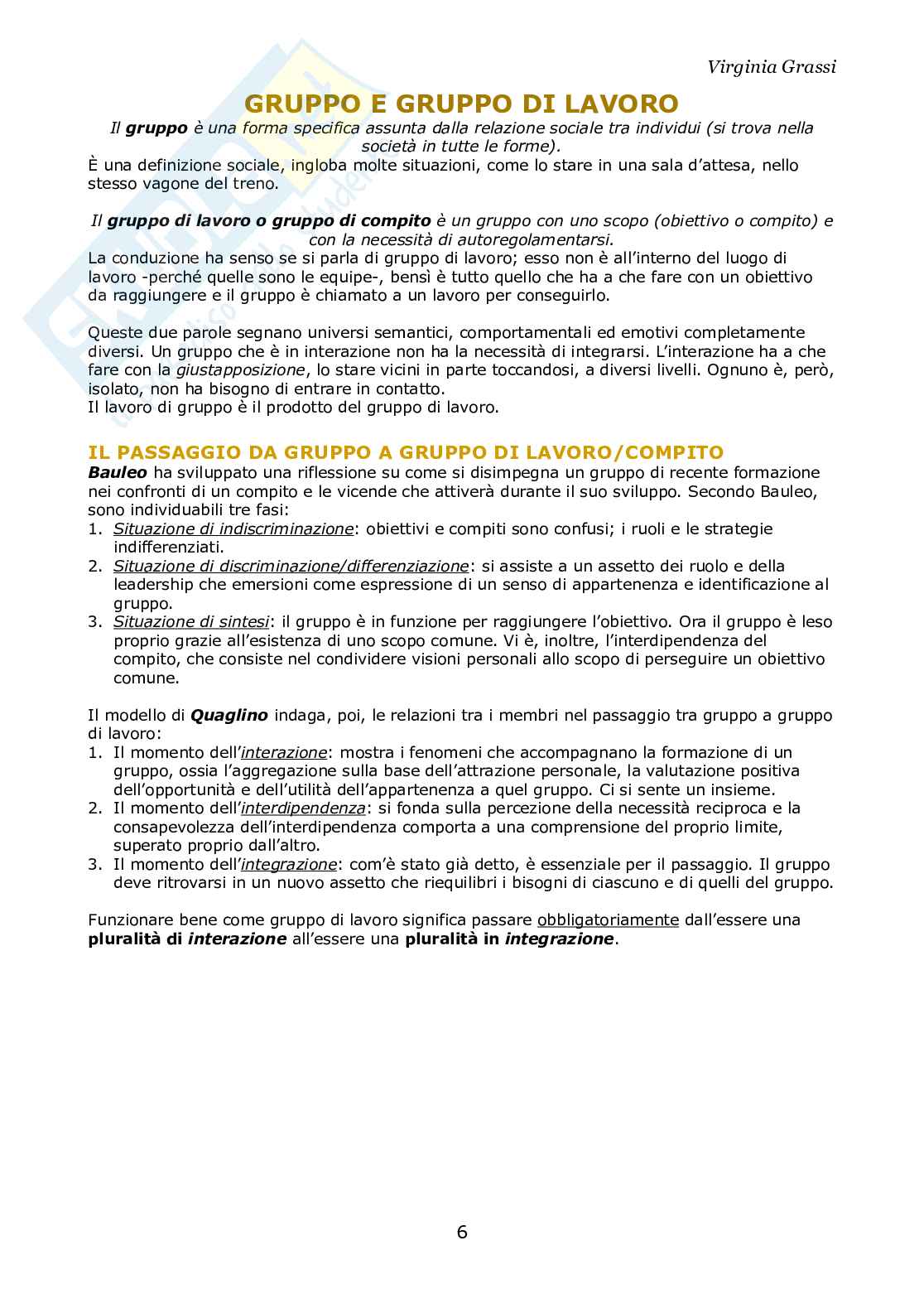Metodi e tecniche di conduzione dei gruppi Pag. 6