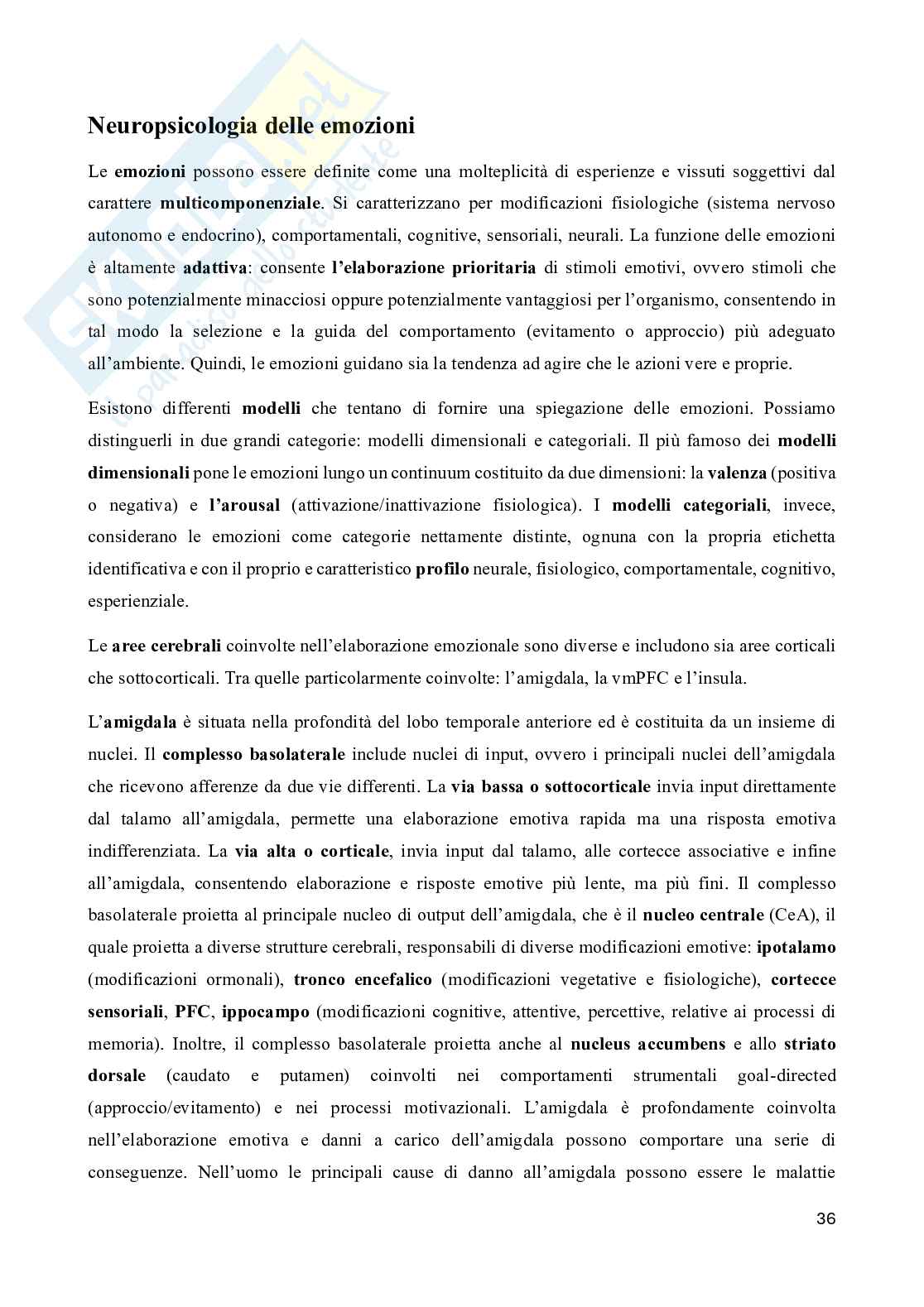 Riassunto esame Neuropsicologia, Prof. Doricchi Fabrizio, libro consigliato Manuale di neuropsicologia, Pizzamiglio Pag. 36