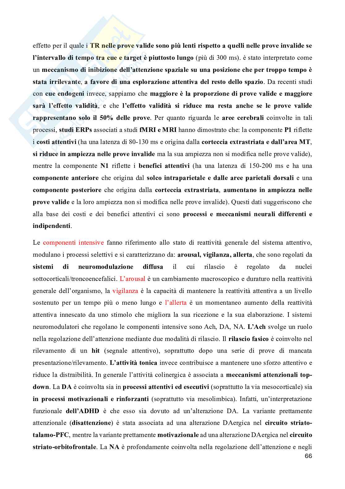 Riassunto esame Neuropsicologia, Prof. Doricchi Fabrizio, libro consigliato Manuale di neuropsicologia, Pizzamiglio Pag. 66