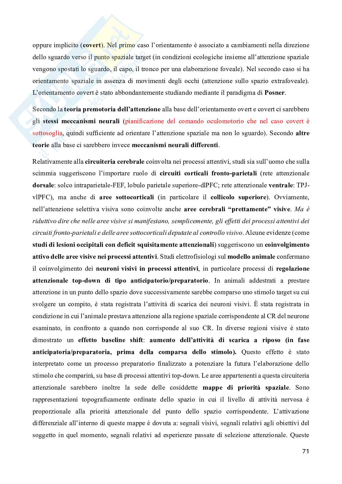 Riassunto esame Neuropsicologia, Prof. Doricchi Fabrizio, libro consigliato Manuale di neuropsicologia, Pizzamiglio Pag. 71