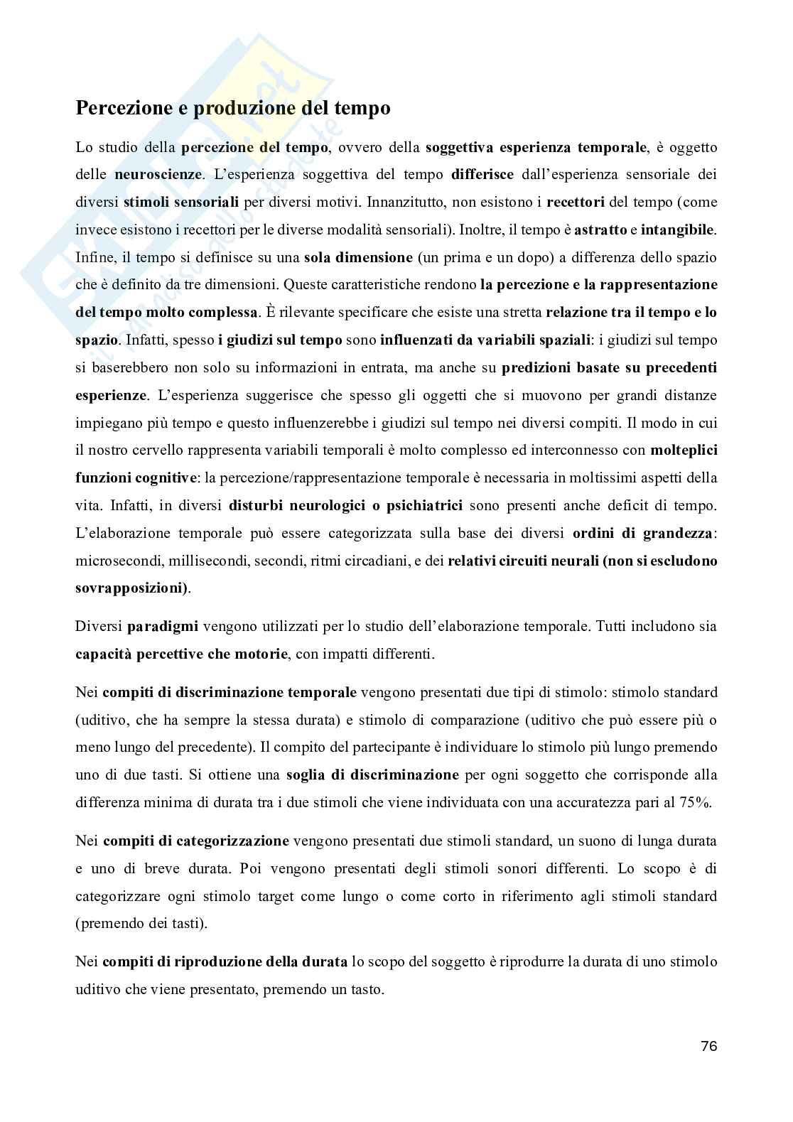 Riassunto esame Neuropsicologia, Prof. Doricchi Fabrizio, libro consigliato Manuale di neuropsicologia, Pizzamiglio Pag. 76