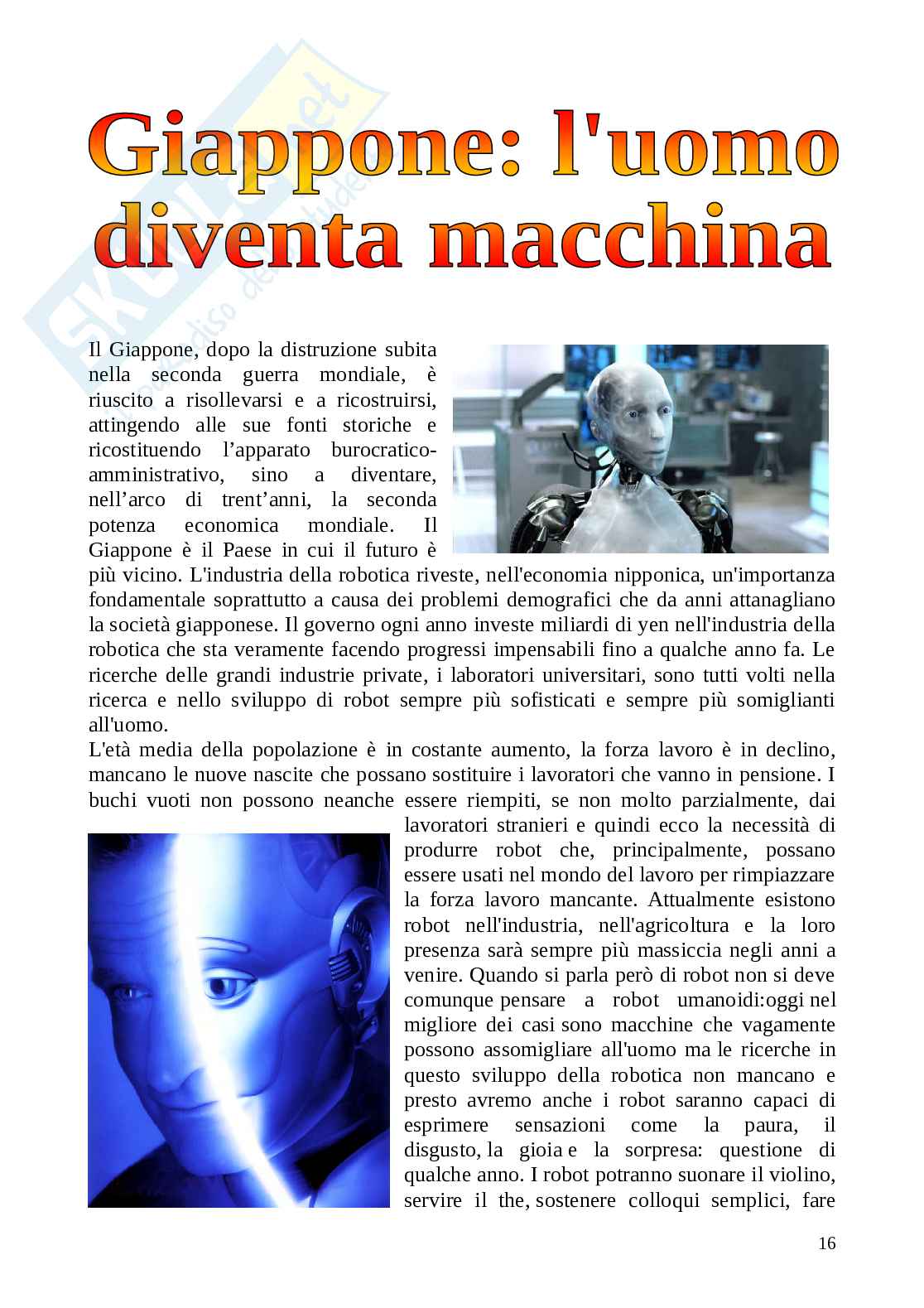 Industrializzazione: rapporto uomo - macchina Pag. 16