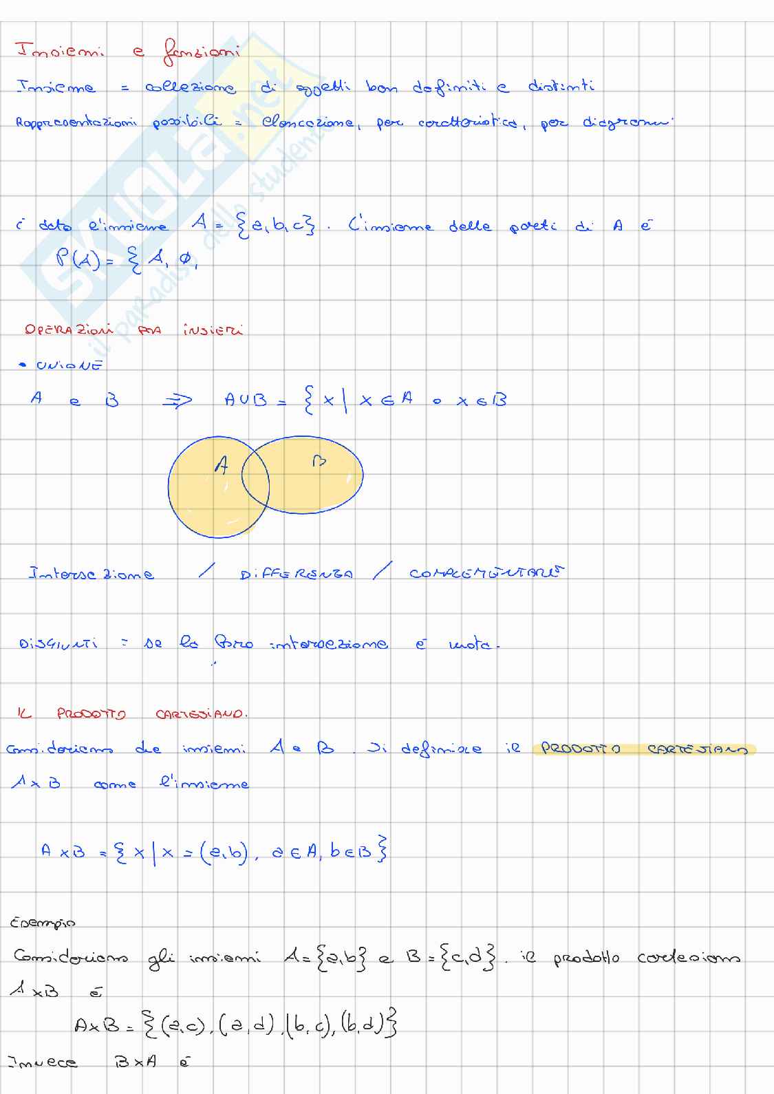 Appunti di Analisi matematica 1 su insiemi e funzioni Pag. 1