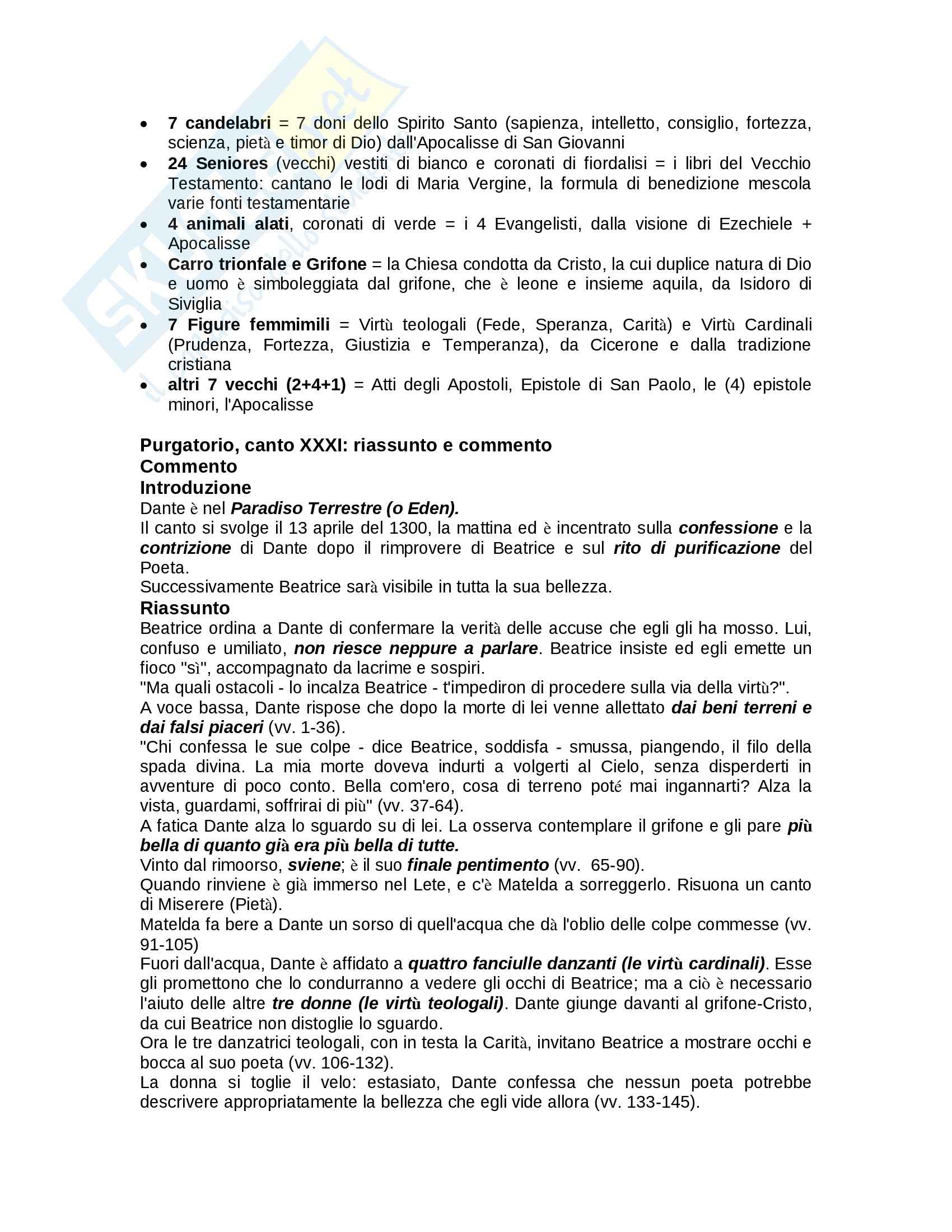 Riassunto esame Letteratura Italiana, prof. Fedi, libro consigliato Purgatorio, Alighieri Pag. 11