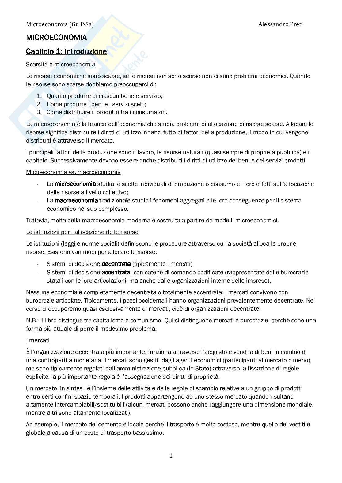 Microeconomia – Appunti completi, 202 pagine Pag. 1
