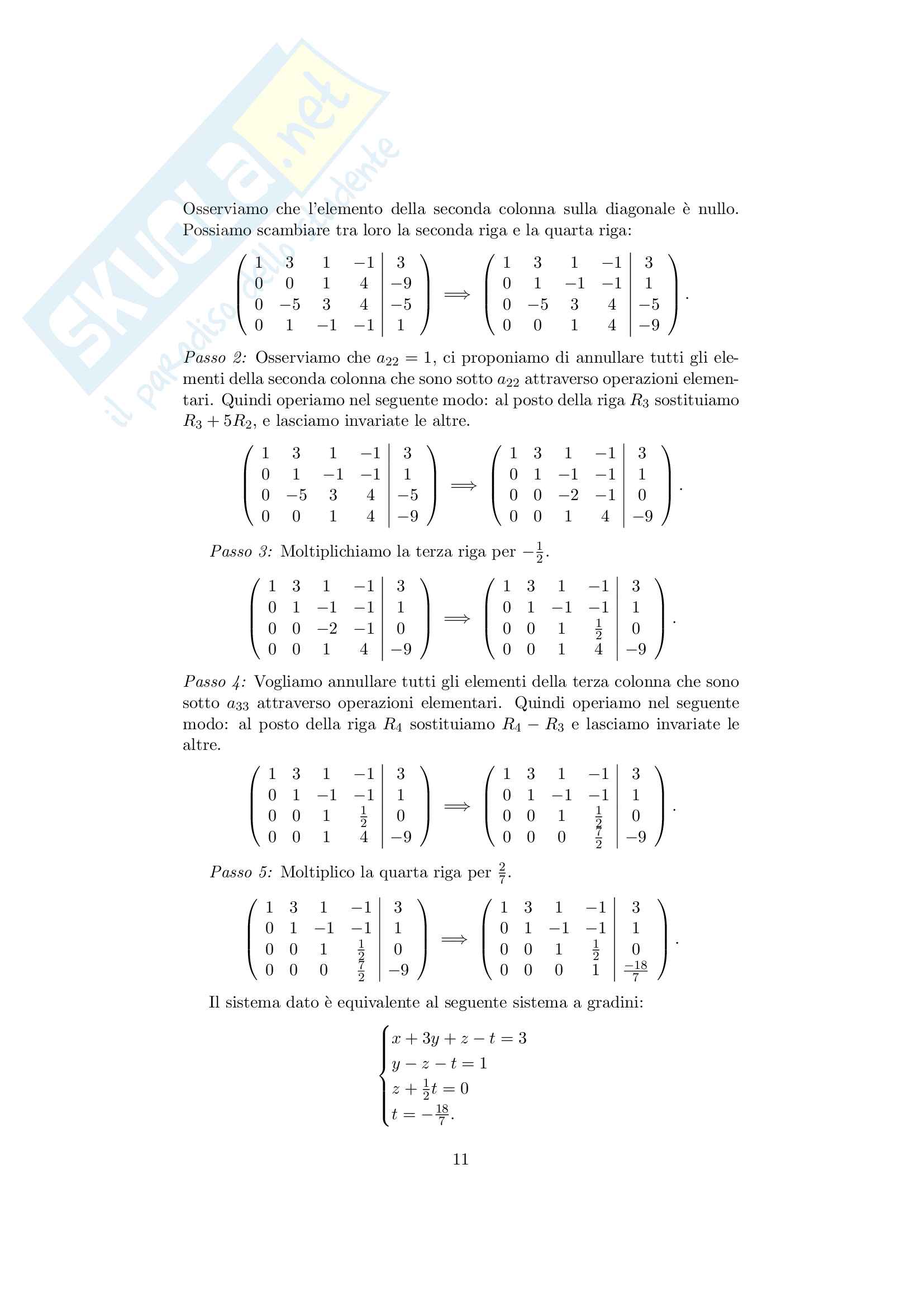 Sistemi lineari Pag. 11