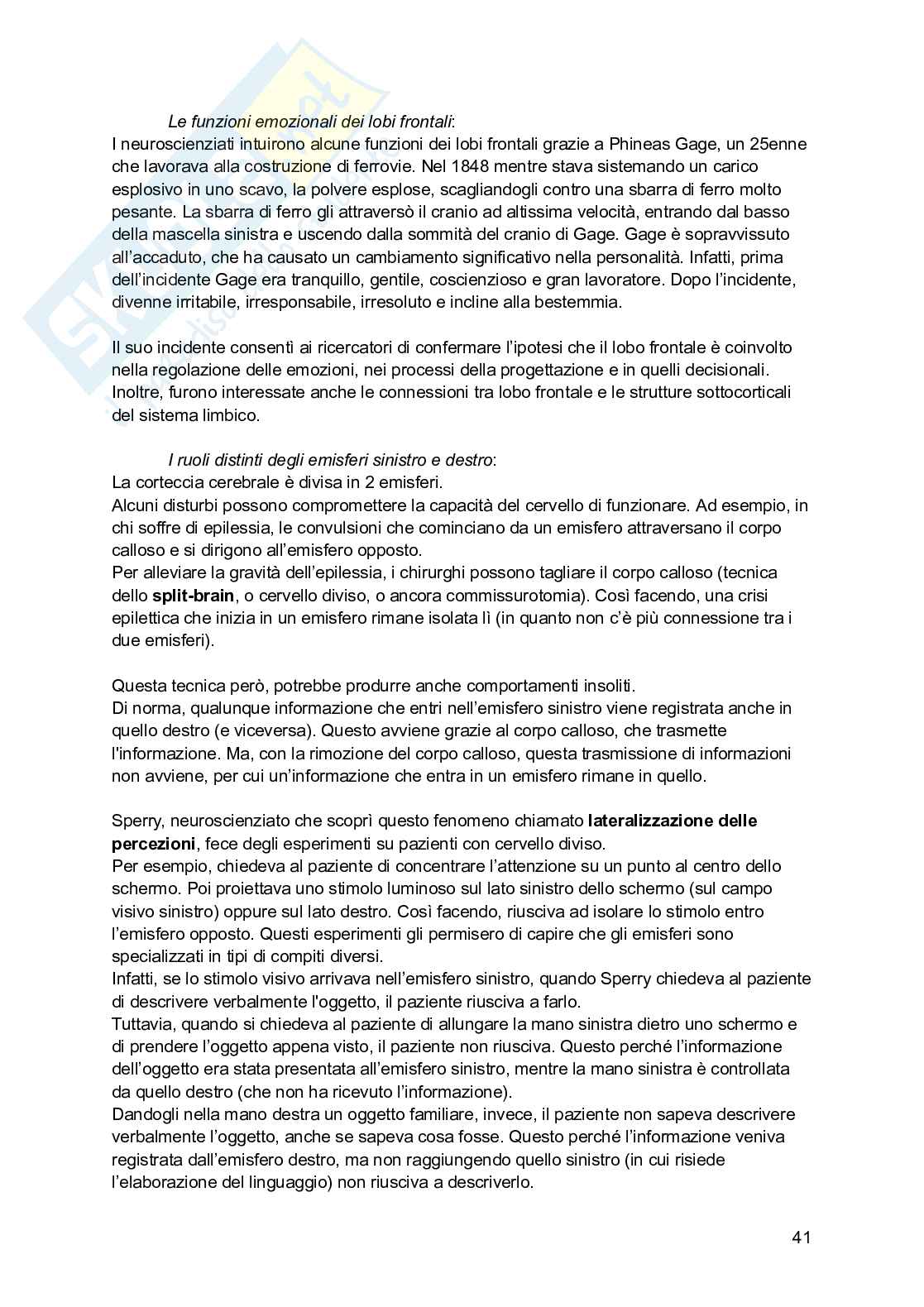 Riassunto esame Psicologia generale, Prof. Arduino Lisa, libro consigliato Psicologia generale; Psicologia della personalità e delle differenze individuali, Schacter, De Beni Pag. 41