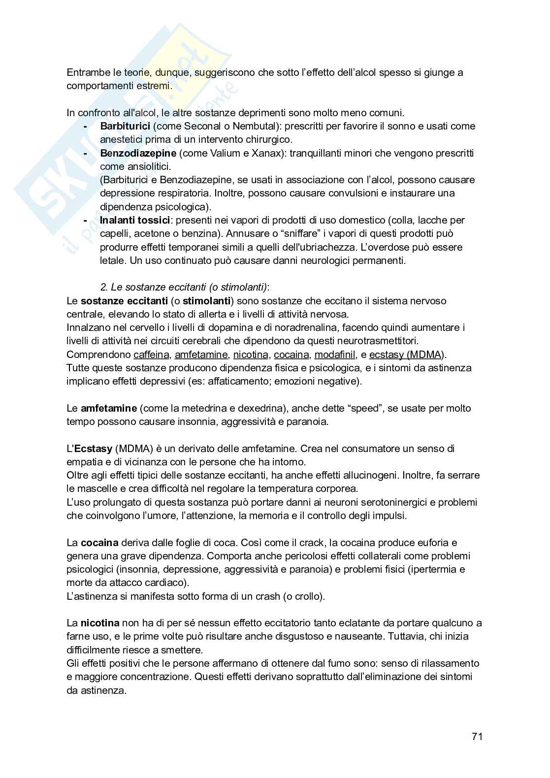 Riassunto esame Psicologia generale, Prof. Arduino Lisa, libro consigliato Psicologia generale; Psicologia della personalità e delle differenze individuali, Schacter, De Beni Pag. 71