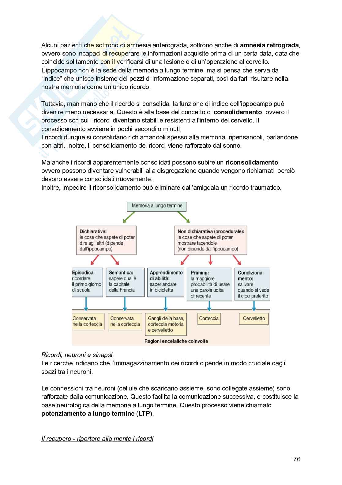 Riassunto esame Psicologia generale, Prof. Arduino Lisa, libro consigliato Psicologia generale; Psicologia della personalità e delle differenze individuali, Schacter, De Beni Pag. 76