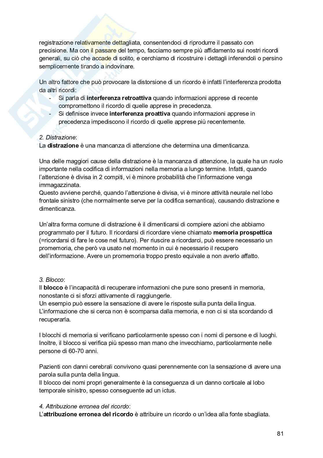 Riassunto esame Psicologia generale, Prof. Arduino Lisa, libro consigliato Psicologia generale; Psicologia della personalità e delle differenze individuali, Schacter, De Beni Pag. 81