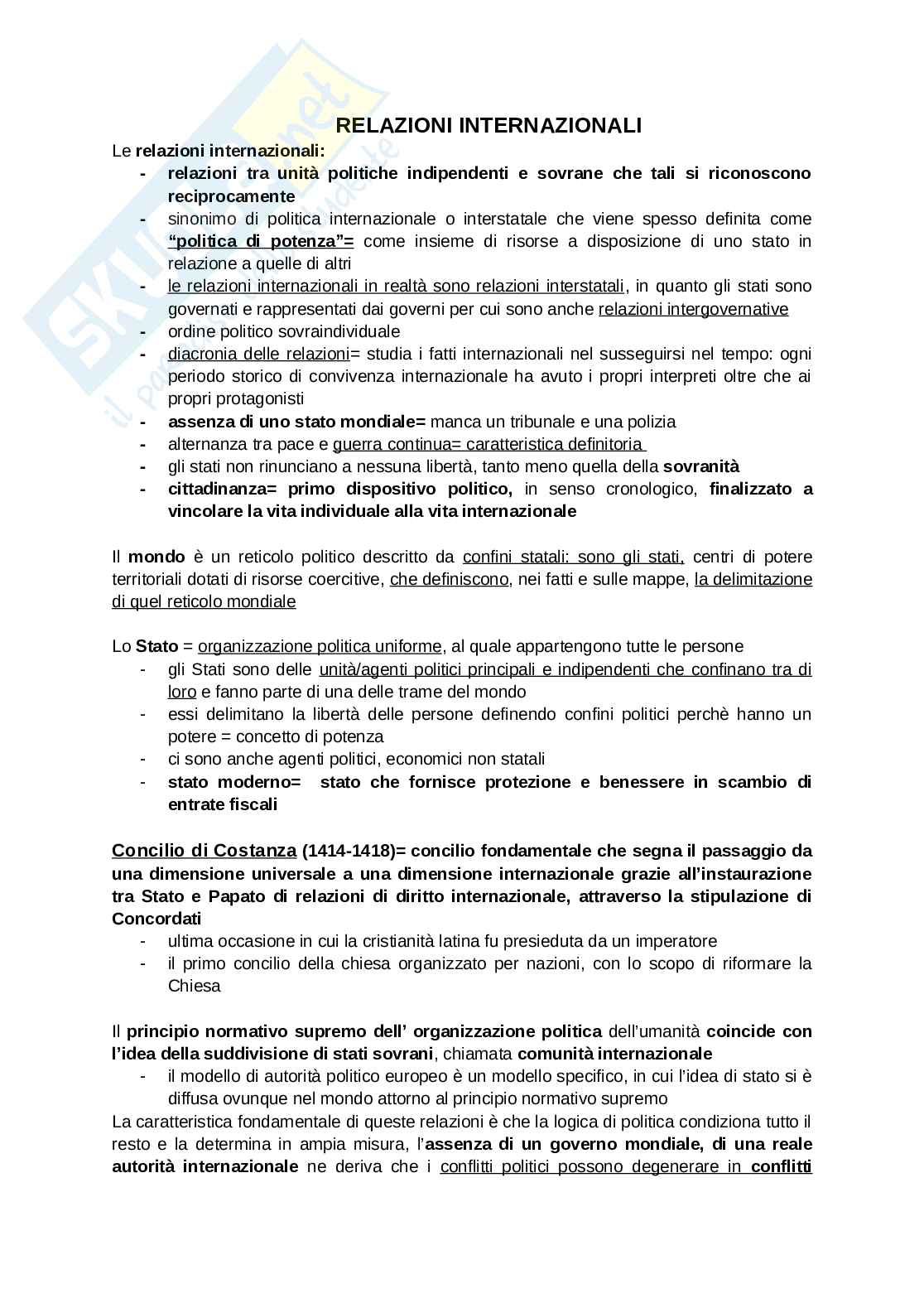 Riassunto esame Storia delle relazioni internazionali, Prof. Chiaruzzi Michele, libro consigliato La Trama del Mondo, Michele Chiaruzzi Pag. 1