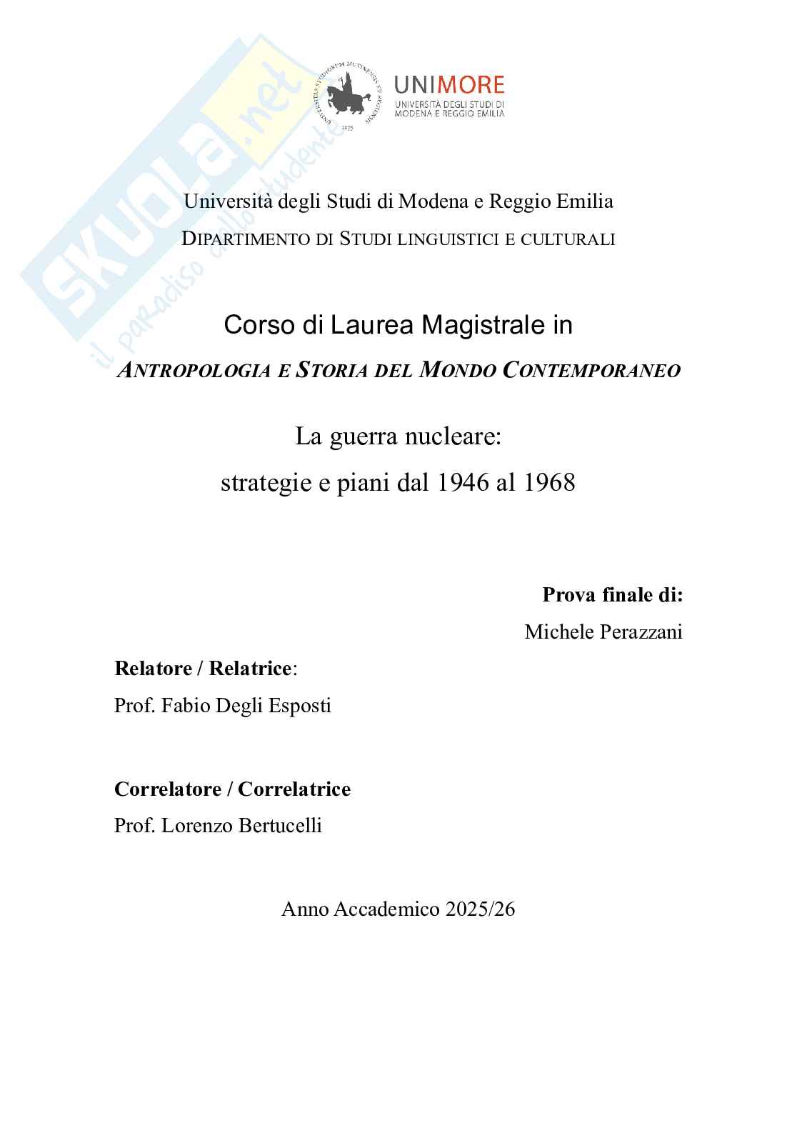 Guerra nucleare: strategie e piani dal 1946 al 1968 Pag. 1