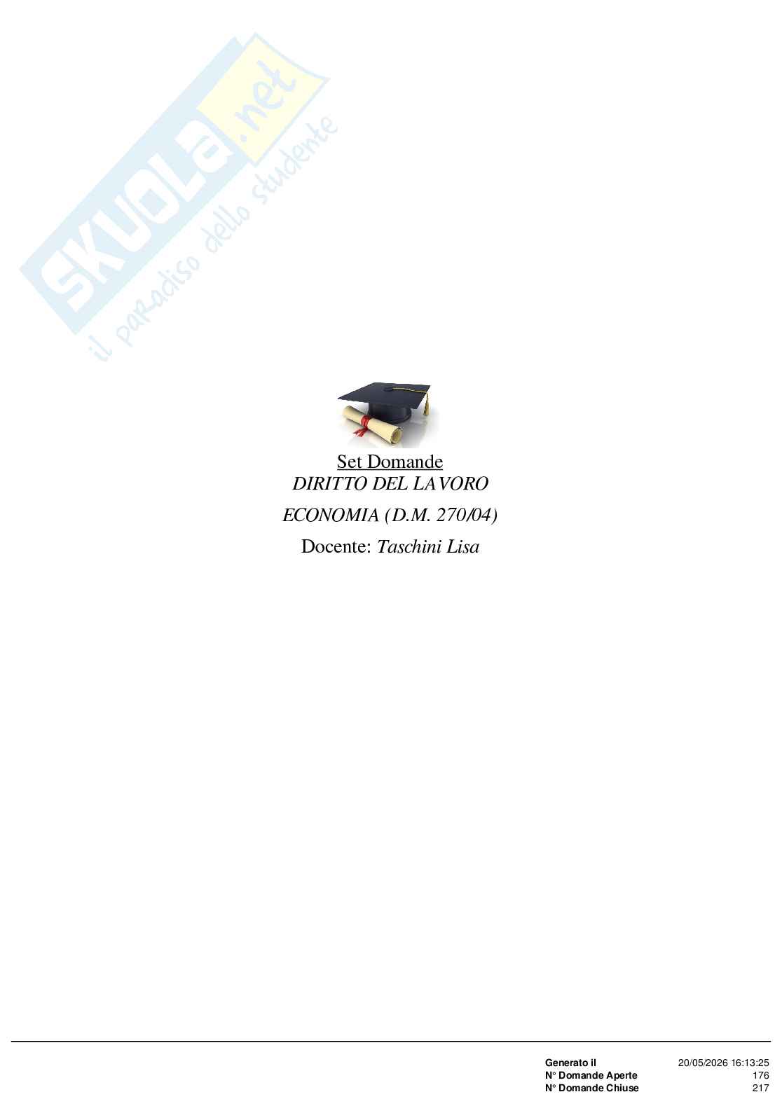 Paniere nuovo (2026) completo di diritto del lavoro Pag. 1
