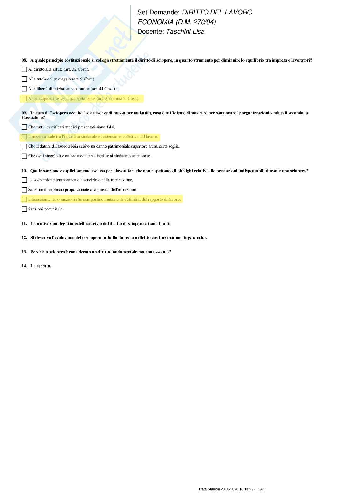 Paniere nuovo (2026) completo di diritto del lavoro Pag. 11