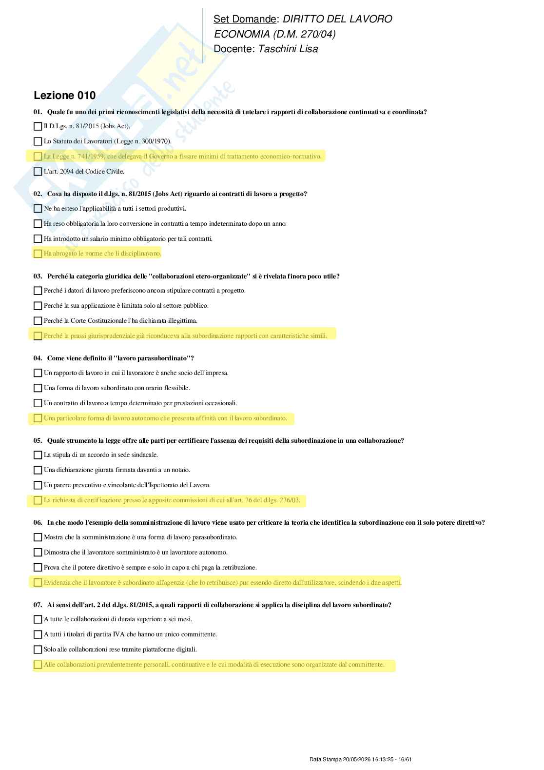 Paniere nuovo (2026) completo di diritto del lavoro Pag. 16
