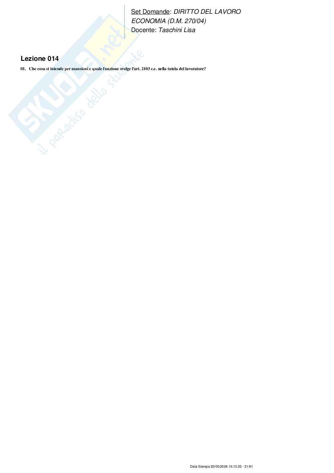 Paniere nuovo (2026) completo di diritto del lavoro Pag. 21