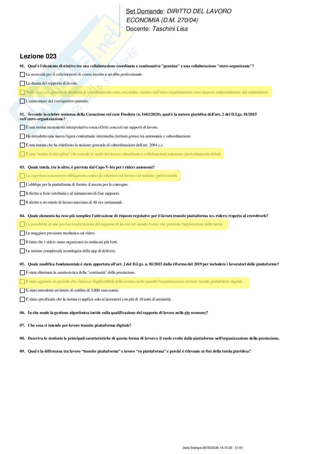 Paniere nuovo (2026) completo di diritto del lavoro Pag. 31