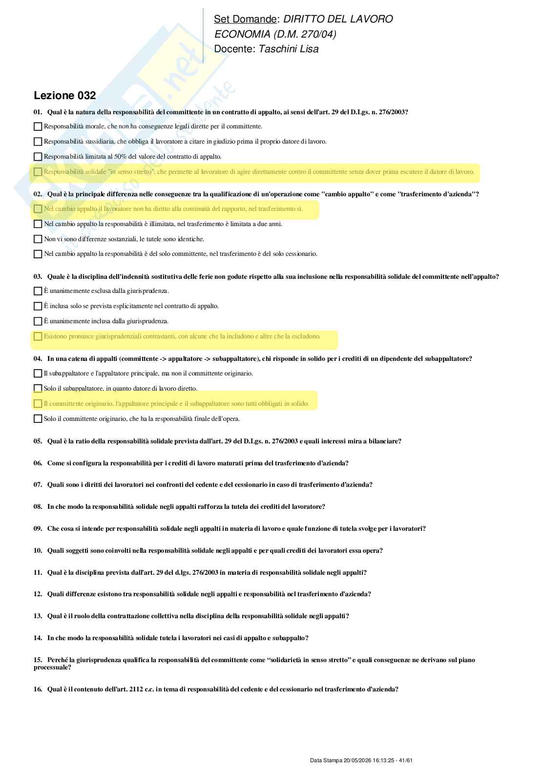 Paniere nuovo (2026) completo di diritto del lavoro Pag. 41