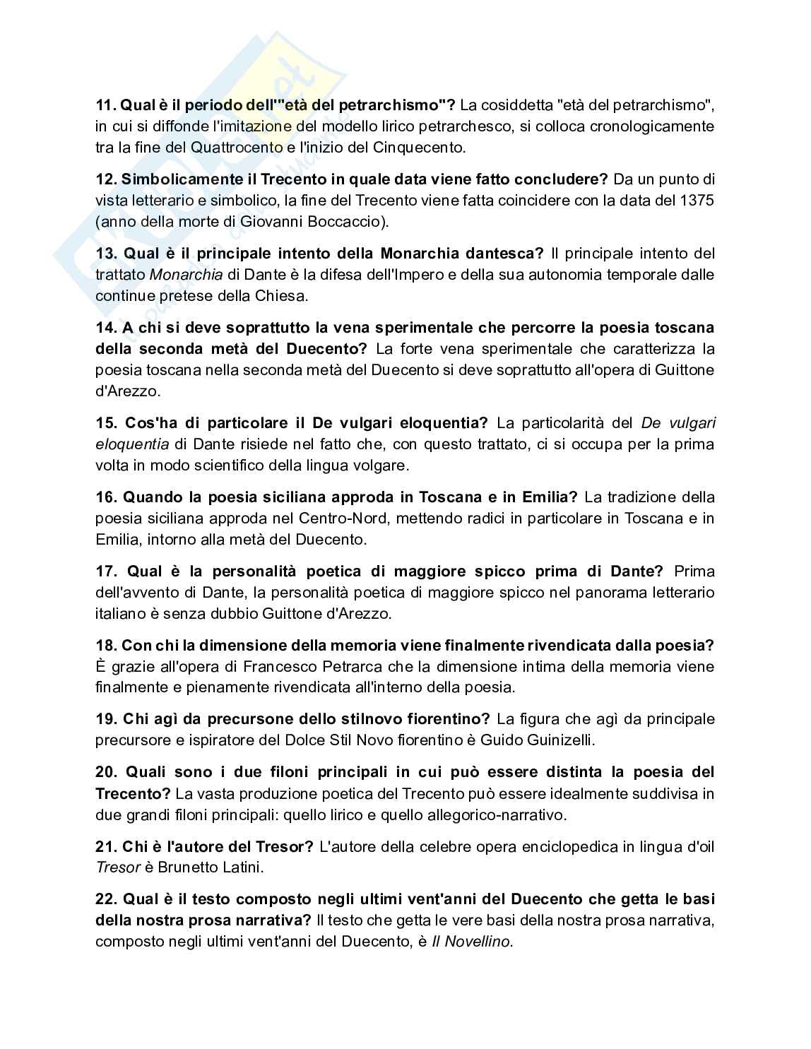 Letteratura italiana 1 - Lingue e culture europee e del resto del mondo Pag. 2