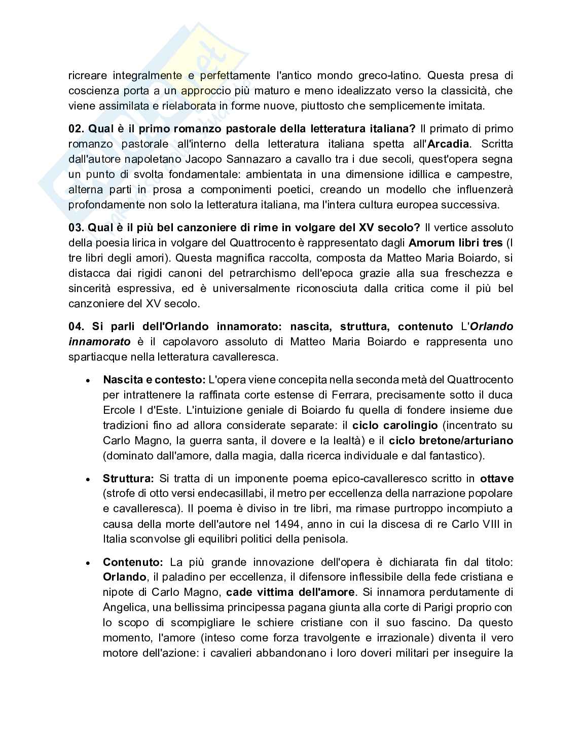 Letteratura italiana 1 - Lingue e culture europee e del resto del mondo Pag. 6