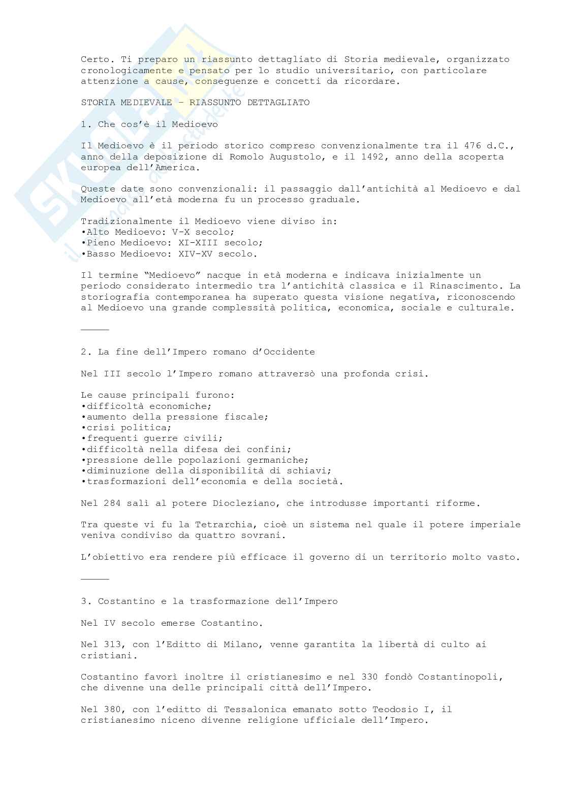 Storia medievale  Pag. 1