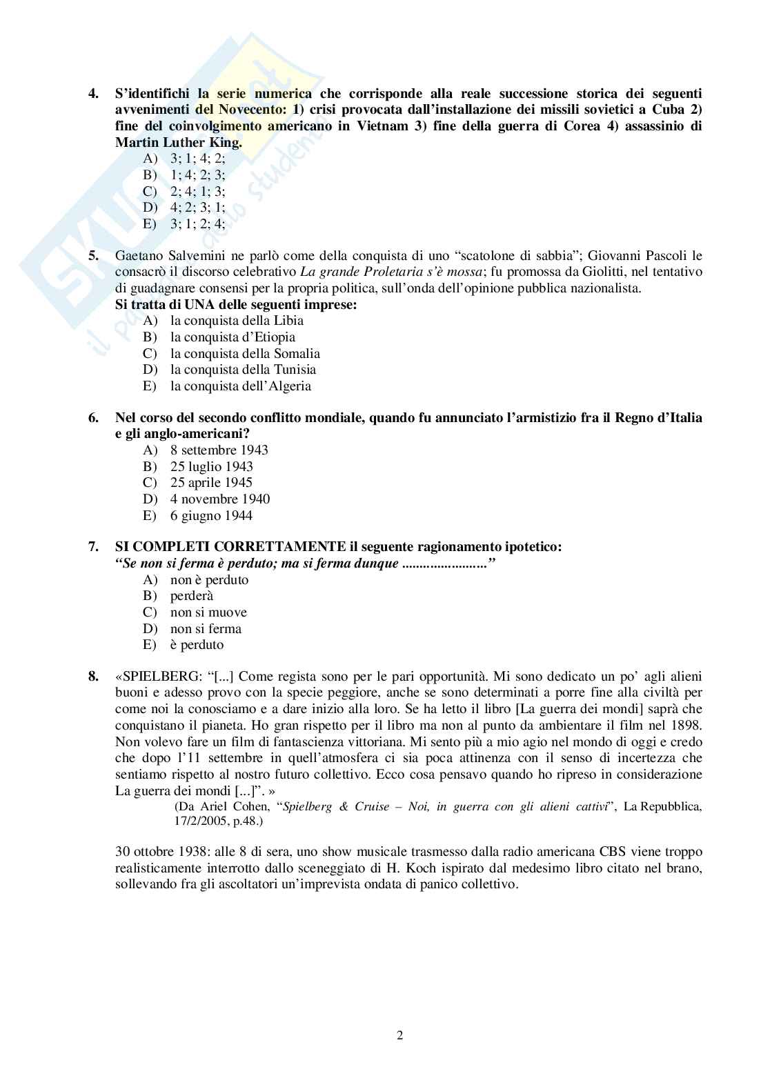 2005 Veterinaria: test di ammissione Pag. 2