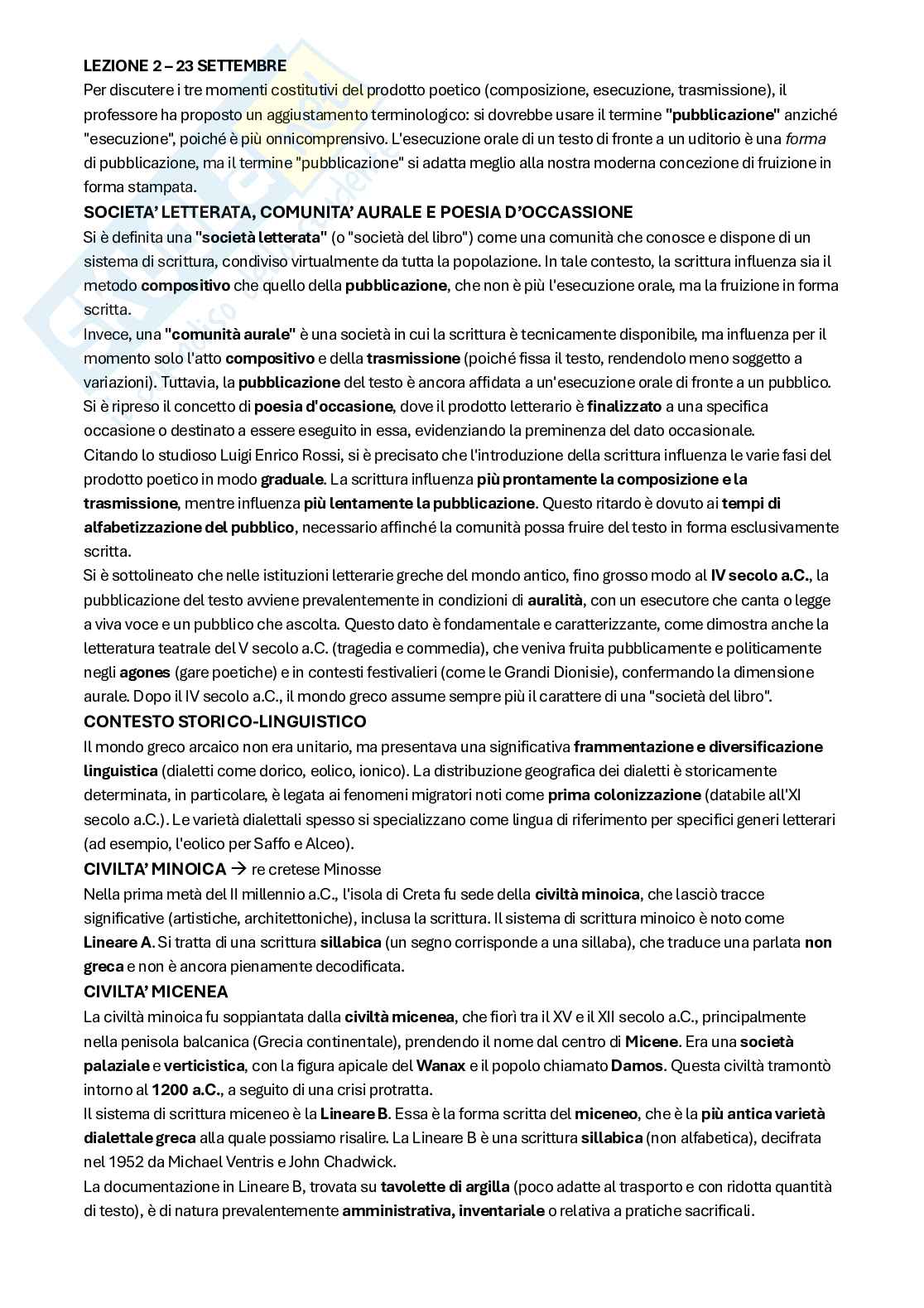 Introduzione alla cultura classica I (M-Z) (appunti lezioni) Pag. 1